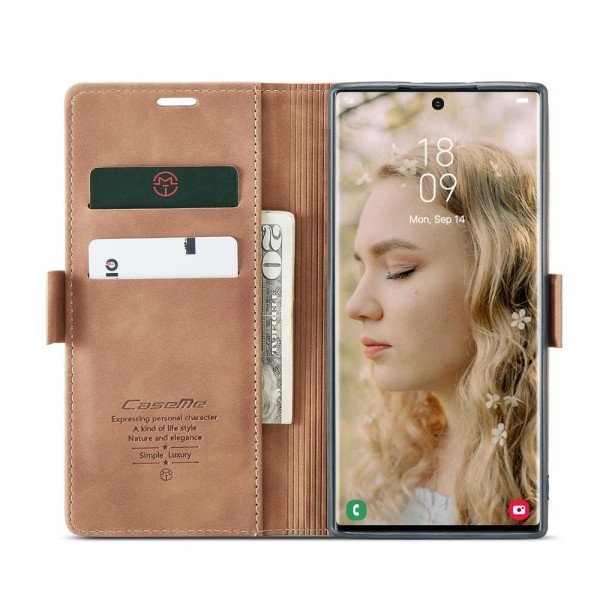 Чохол-книжка CaseMe Нубук для Samsung Galaxy S22 Ultra світло-коричневий