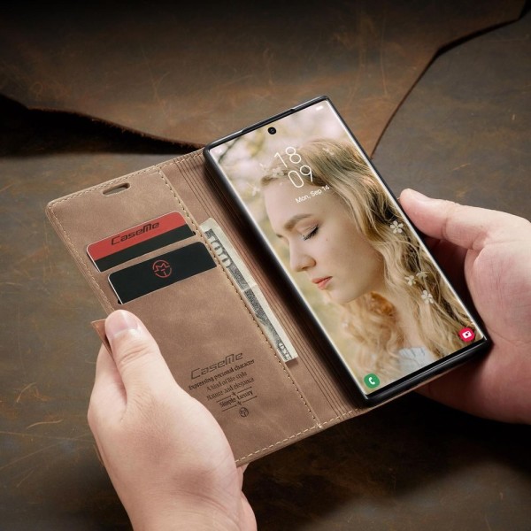 Чохол-книжка CaseMe Нубук для Samsung Galaxy S22 Ultra світло-коричневий