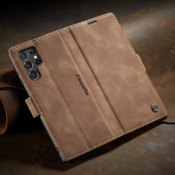 Чохол-книжка CaseMe Нубук для Samsung Galaxy S22 Ultra світло-коричневий