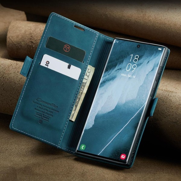 Чохол-книжка CaseMe Нубук для Samsung Galaxy S22 Ultra бірюзовий