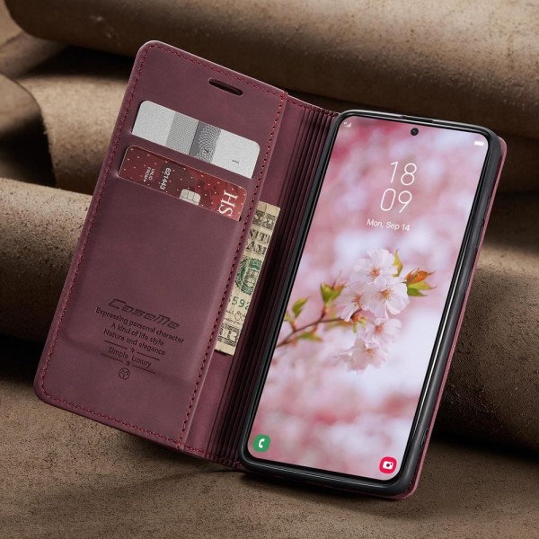 Чохол-книжка CaseMe Нубук для Samsung Galaxy S22 бордовий