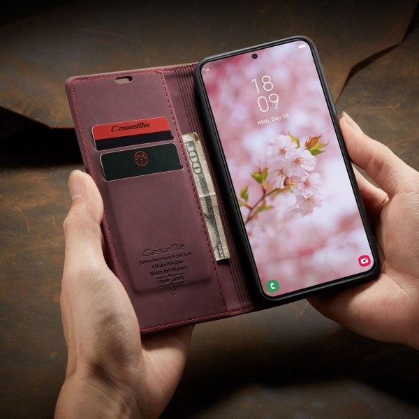 Чохол-книжка CaseMe Нубук для Samsung Galaxy S22 бордовий