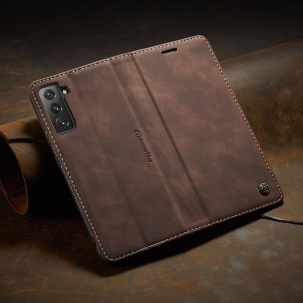 Чохол-книжка CaseMe Нубук для Samsung Galaxy S22 темно-коричневий
