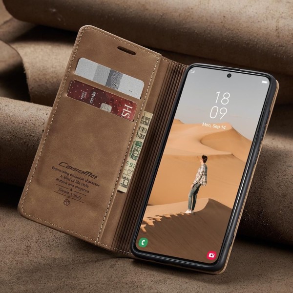Чохол-книжка CaseMe Нубук для Samsung Galaxy S22 світло-коричневий