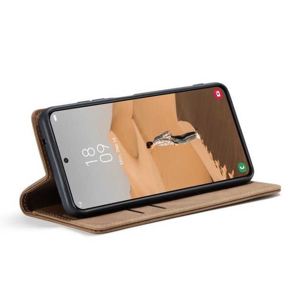 Чохол-книжка CaseMe Нубук для Samsung Galaxy S22 світло-коричневий