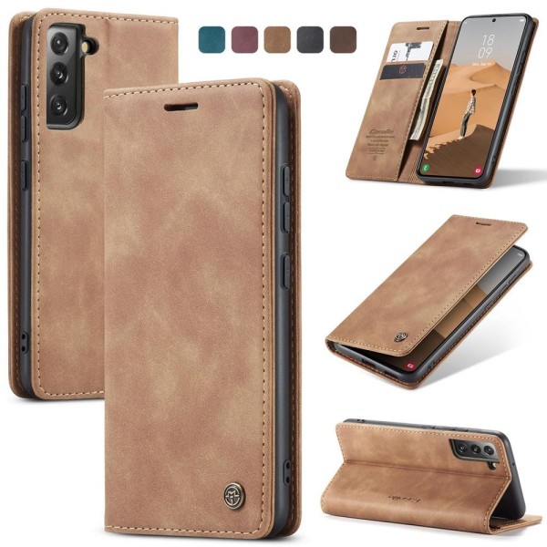 Чохол-книжка CaseMe Нубук для Samsung Galaxy S22 світло-коричневий
