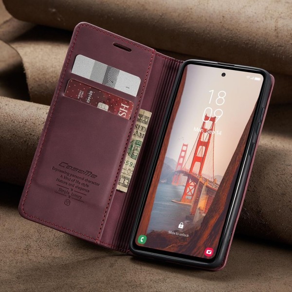 Чохол-книжка CaseMe Нубук для Samsung Galaxy S23 FE бордовий
