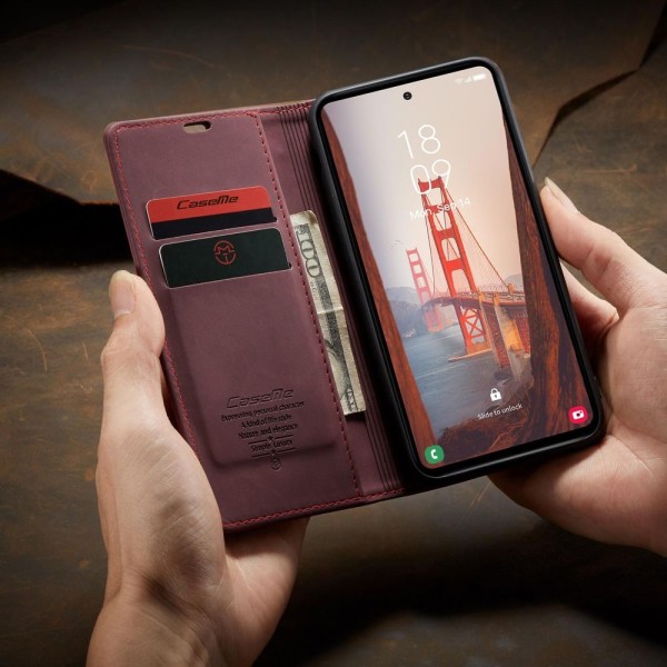 Чохол-книжка CaseMe Нубук для Samsung Galaxy S23 FE бордовий