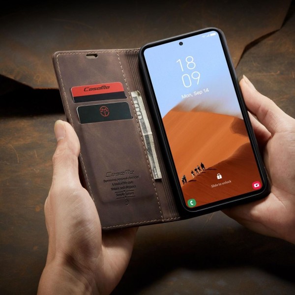 Чохол-книжка CaseMe Нубук для Samsung Galaxy S23 FE темно-коричневий