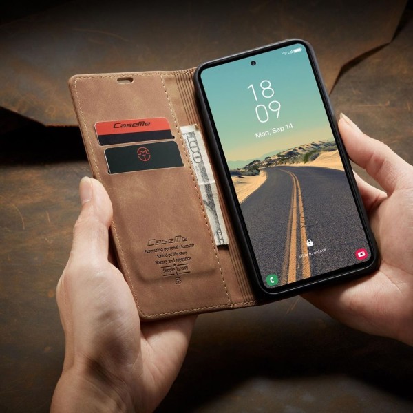 Чохол-книжка CaseMe Нубук для Samsung Galaxy S23 FE світло-коричневий