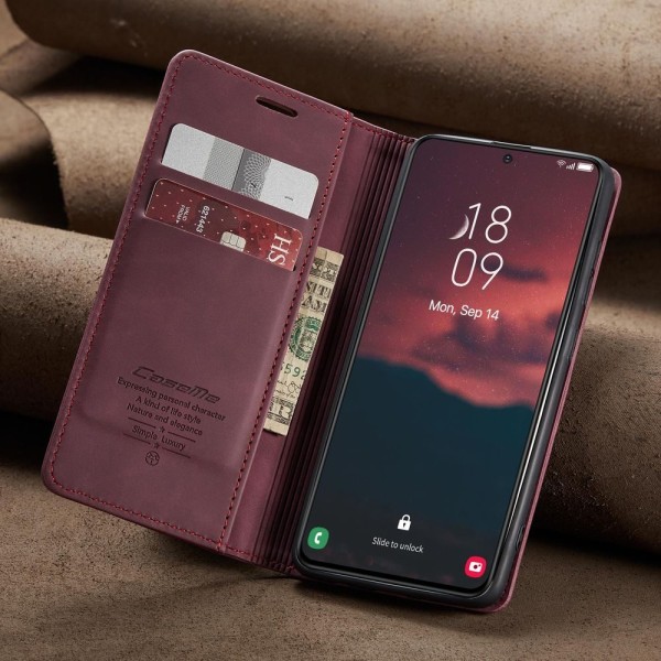 Чохол-книжка CaseMe Нубук для Samsung Galaxy S23 Plus бордовий