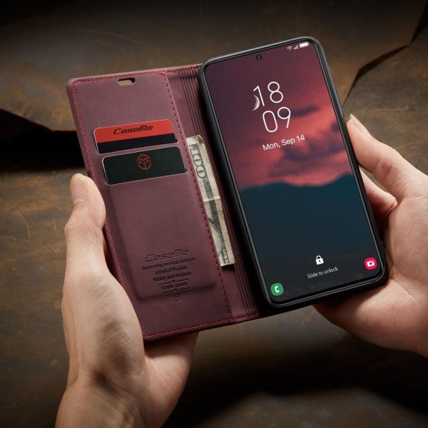 Чохол-книжка CaseMe Нубук для Samsung Galaxy S23 Plus бордовий