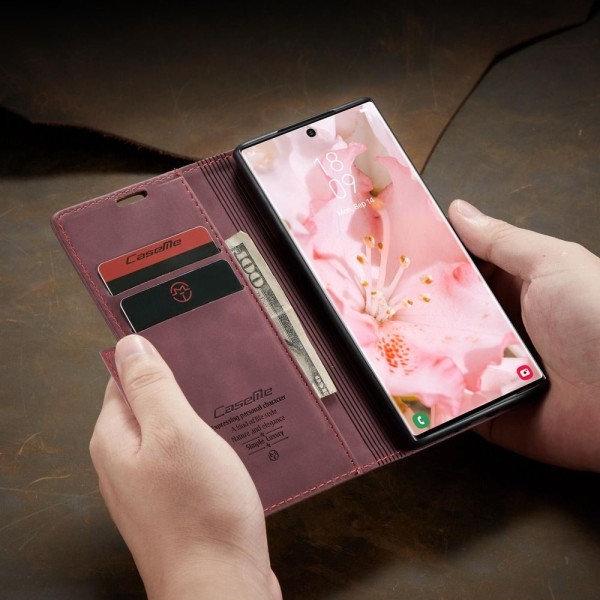 Чохол-книжка CaseMe Нубук для Samsung Galaxy S23 Ultra бордовий