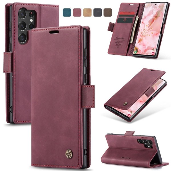Чохол-книжка CaseMe Нубук для Samsung Galaxy S23 Ultra бордовий