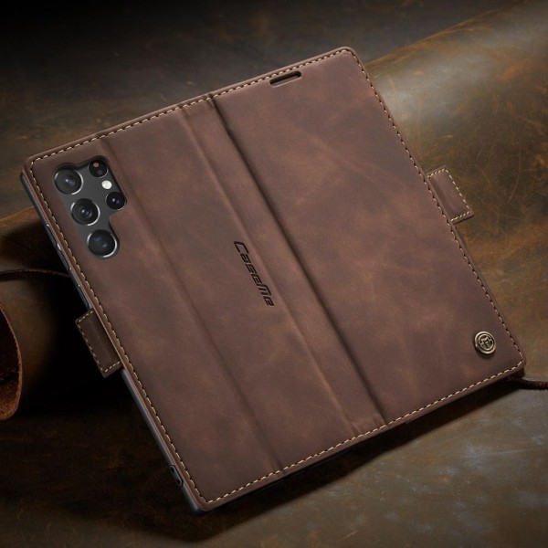 Чохол-книжка CaseMe Нубук для Samsung Galaxy S23 Ultra темно-коричневий