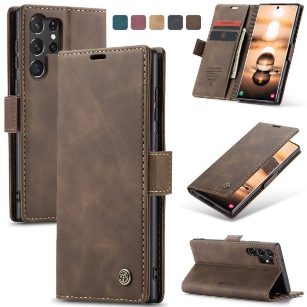 Чохол-книжка CaseMe Нубук для Samsung Galaxy S23 Ultra темно-коричневий