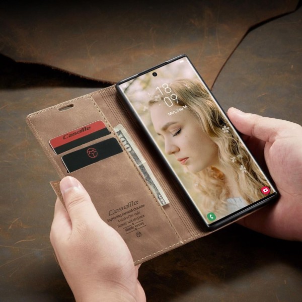 Чохол-книжка CaseMe Нубук для Samsung Galaxy S23 Ultra світло-коричневий