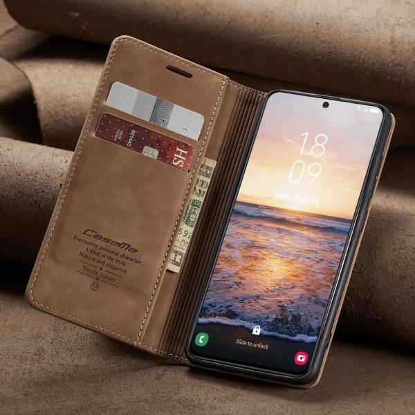 Чохол-книжка CaseMe Нубук для Samsung Galaxy S23 світло-коричневий