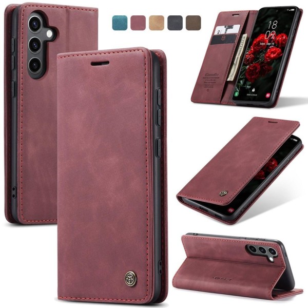 Чохол-книжка CaseMe Нубук для Samsung Galaxy S24 FE бордовий