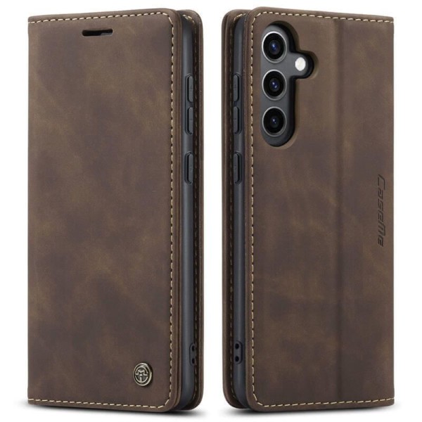 Чохол-книжка CaseMe Нубук для Samsung Galaxy S24 FE темно-коричневий