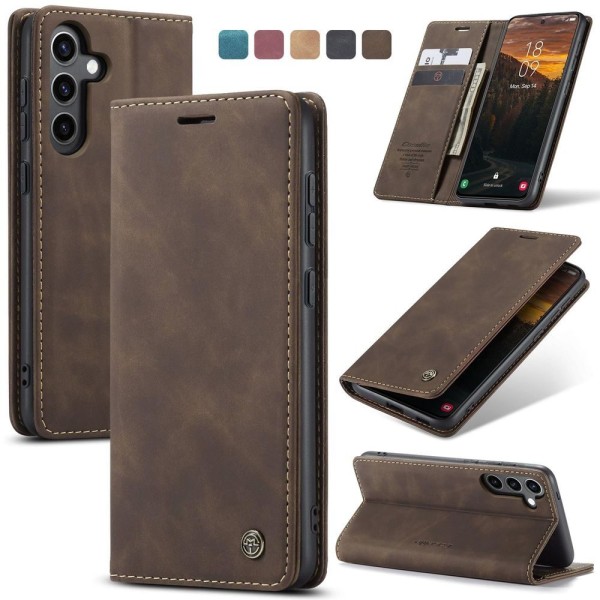 Чохол-книжка CaseMe Нубук для Samsung Galaxy S24 FE темно-коричневий