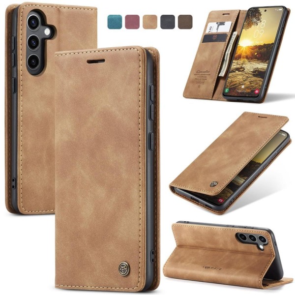 Чохол-книжка CaseMe Нубук для Samsung Galaxy S24 FE світло-коричневий