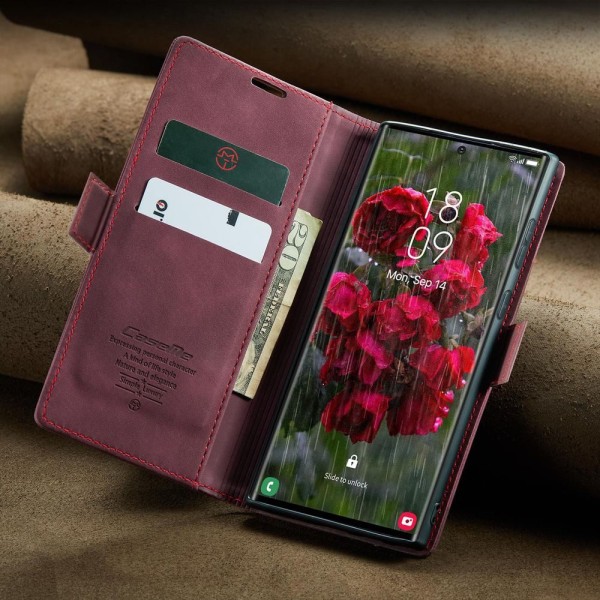 Чохол-книжка CaseMe Нубук для Samsung Galaxy S24 Ultra бордовий