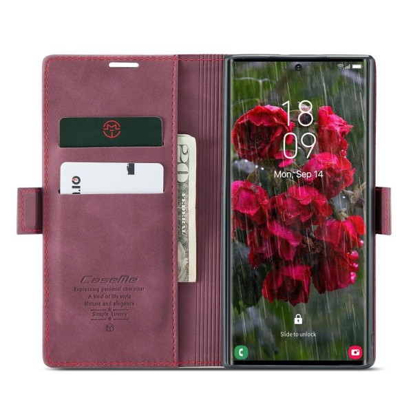 Чохол-книжка CaseMe Нубук для Samsung Galaxy S24 Ultra бордовий
