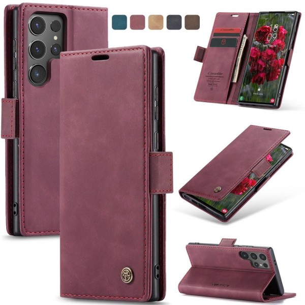 Чохол-книжка CaseMe Нубук для Samsung Galaxy S24 Ultra бордовий