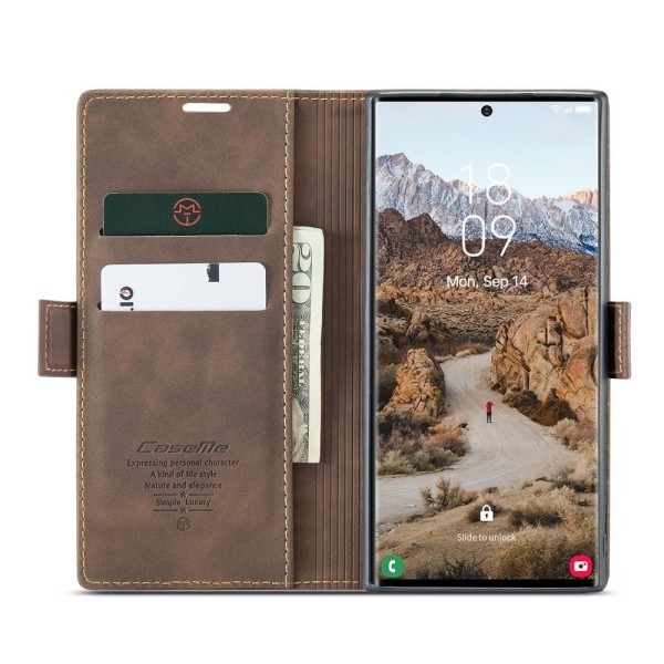 Чохол-книжка CaseMe Нубук для Samsung Galaxy S24 Ultra темно-коричневий