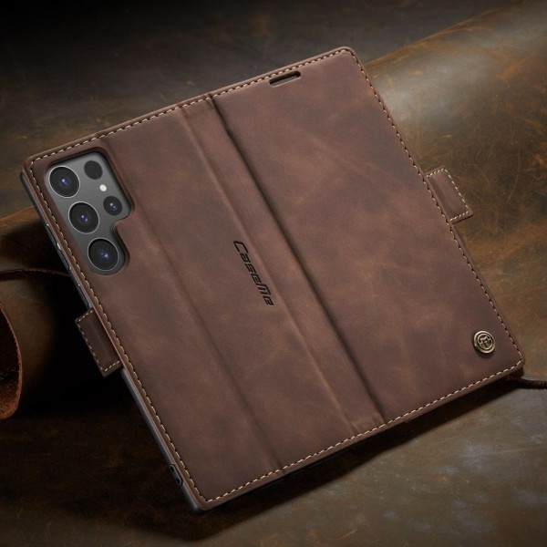 Чохол-книжка CaseMe Нубук для Samsung Galaxy S24 Ultra темно-коричневий