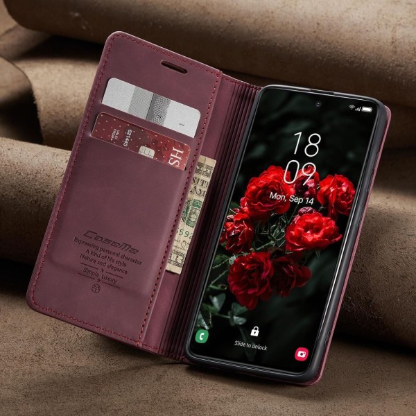 Чохол-книжка CaseMe Нубук для Samsung Galaxy S24 бордовий