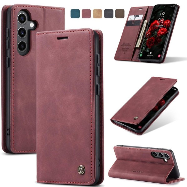 Чохол-книжка CaseMe Нубук для Samsung Galaxy S24 бордовий