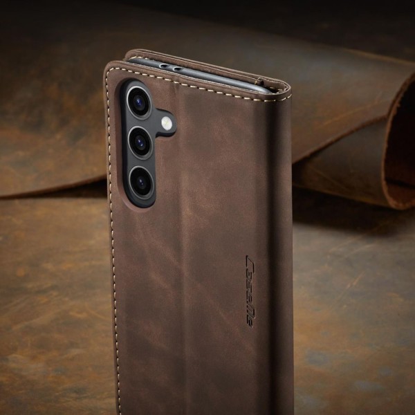 Чохол-книжка CaseMe Нубук для Samsung Galaxy S24 темно-коричневий