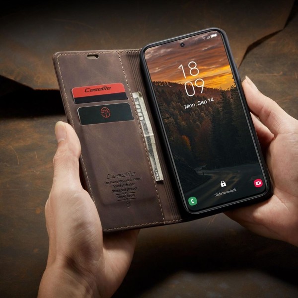 Чохол-книжка CaseMe Нубук для Samsung Galaxy S24 темно-коричневий