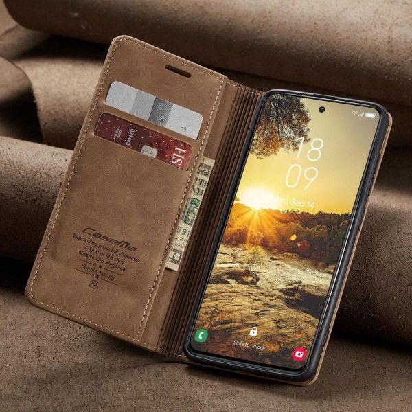 Чохол-книжка CaseMe Нубук для Samsung Galaxy S24 світло-коричневий