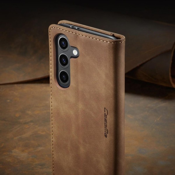 Чохол-книжка CaseMe Нубук для Samsung Galaxy S24 світло-коричневий