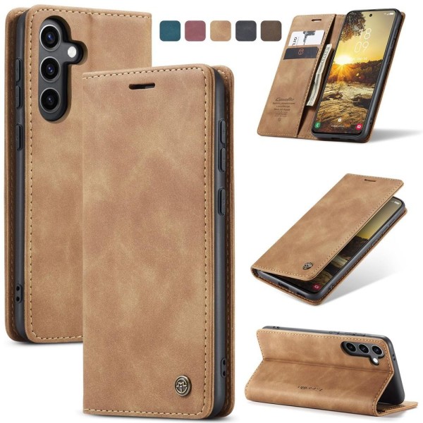 Чохол-книжка CaseMe Нубук для Samsung Galaxy S24 світло-коричневий