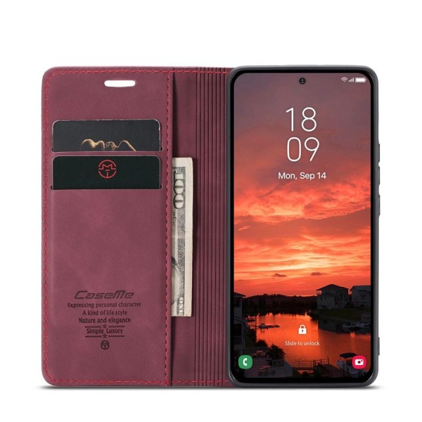 Чохол-книжка CaseMe Нубук для Samsung Galaxy S25+ бордовий