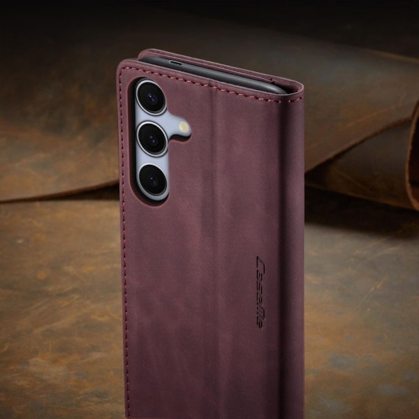 Чохол-книжка CaseMe Нубук для Samsung Galaxy S25+ бордовий