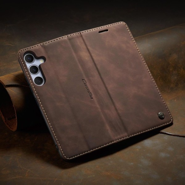 Чохол-книжка CaseMe Нубук для Samsung Galaxy S25+ темно-коричневий