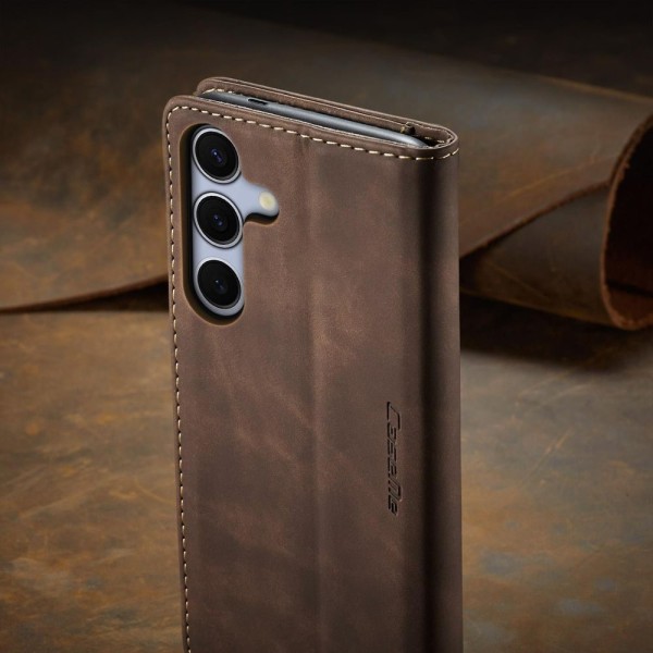 Чохол-книжка CaseMe Нубук для Samsung Galaxy S25+ темно-коричневий