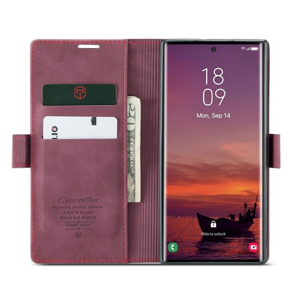 Чохол-книжка CaseMe Нубук для Samsung Galaxy S25 Ultra бордовий
