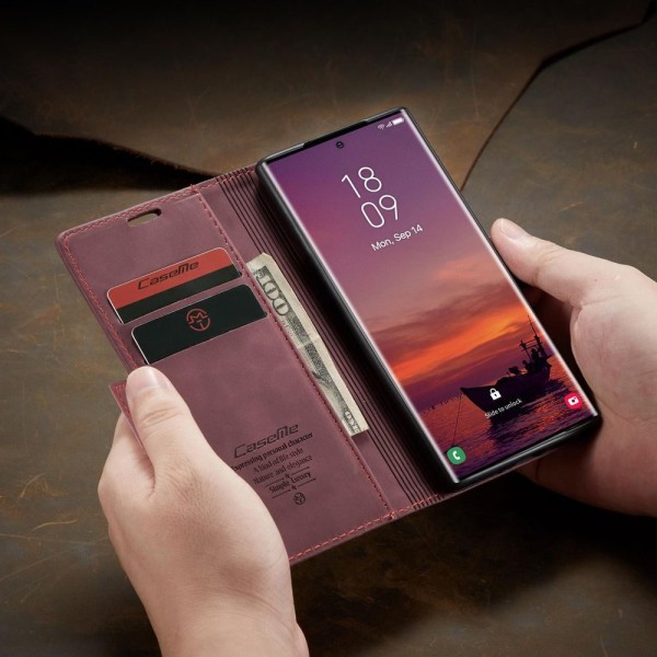 Чохол-книжка CaseMe Нубук для Samsung Galaxy S25 Ultra бордовий
