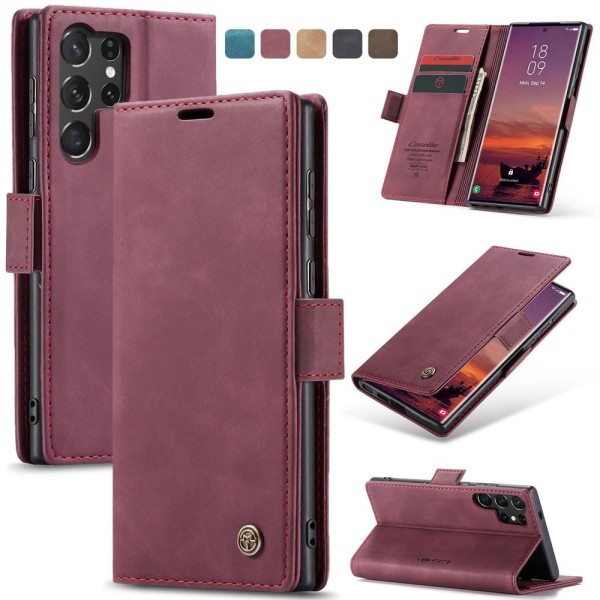 Чохол-книжка CaseMe Нубук для Samsung Galaxy S25 Ultra бордовий
