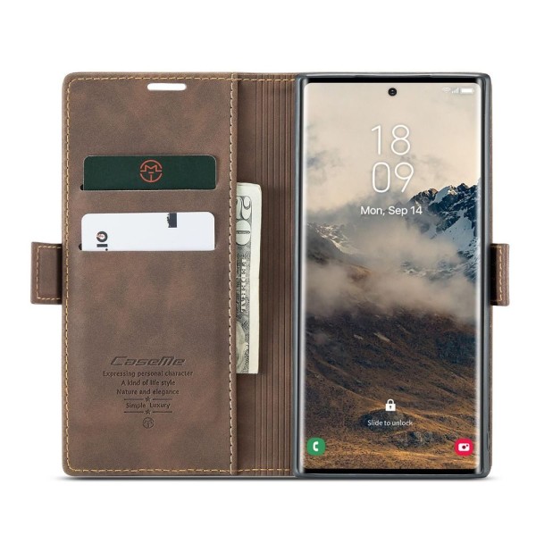 Чохол-книжка CaseMe Нубук для Samsung Galaxy S25 Ultra темно-коричневий