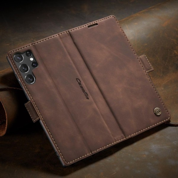 Чохол-книжка CaseMe Нубук для Samsung Galaxy S25 Ultra темно-коричневий