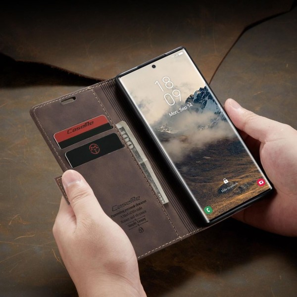 Чохол-книжка CaseMe Нубук для Samsung Galaxy S25 Ultra темно-коричневий