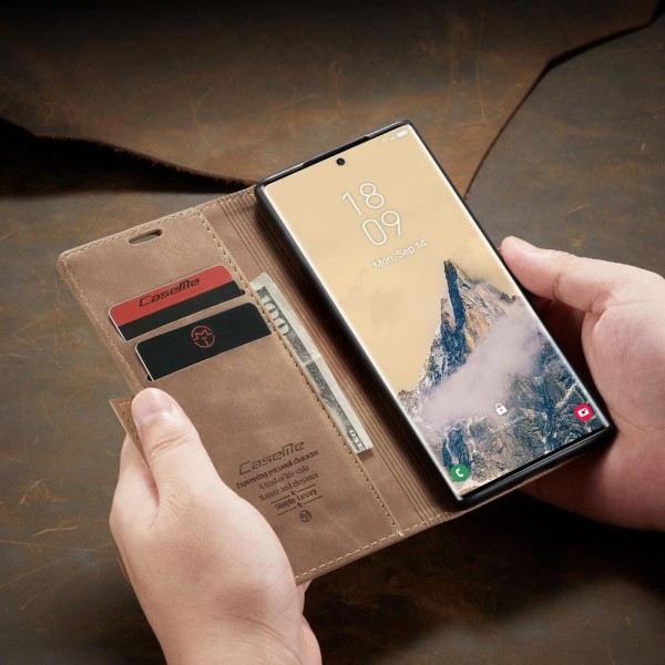 Чохол-книжка CaseMe Нубук для Samsung Galaxy S25 Ultra світло-коричневий