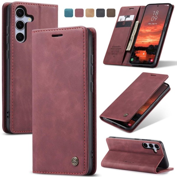 Чохол-книжка CaseMe Нубук для Samsung Galaxy S25 бордовий